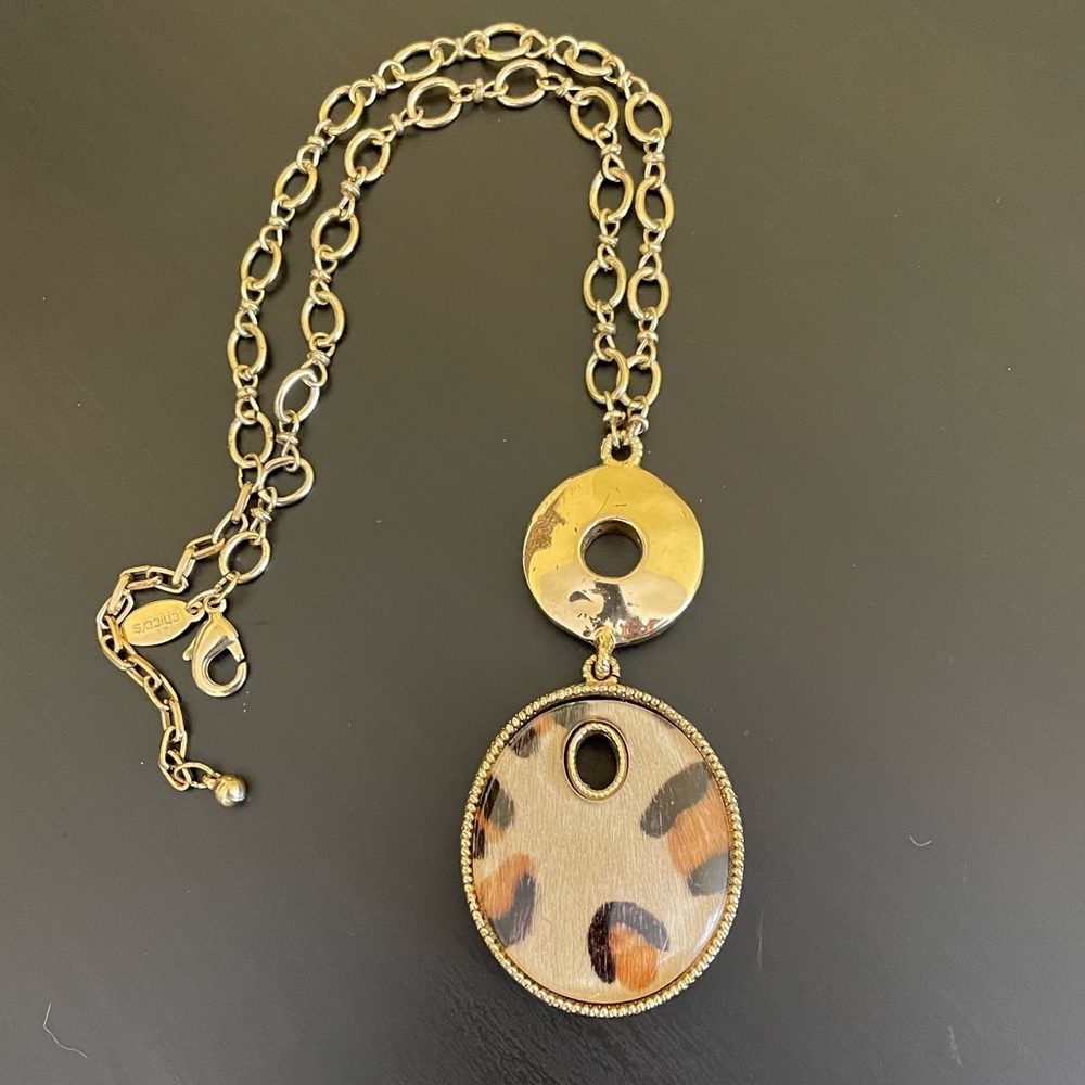 Chico's Gold and Brown Minimalist Necklace
